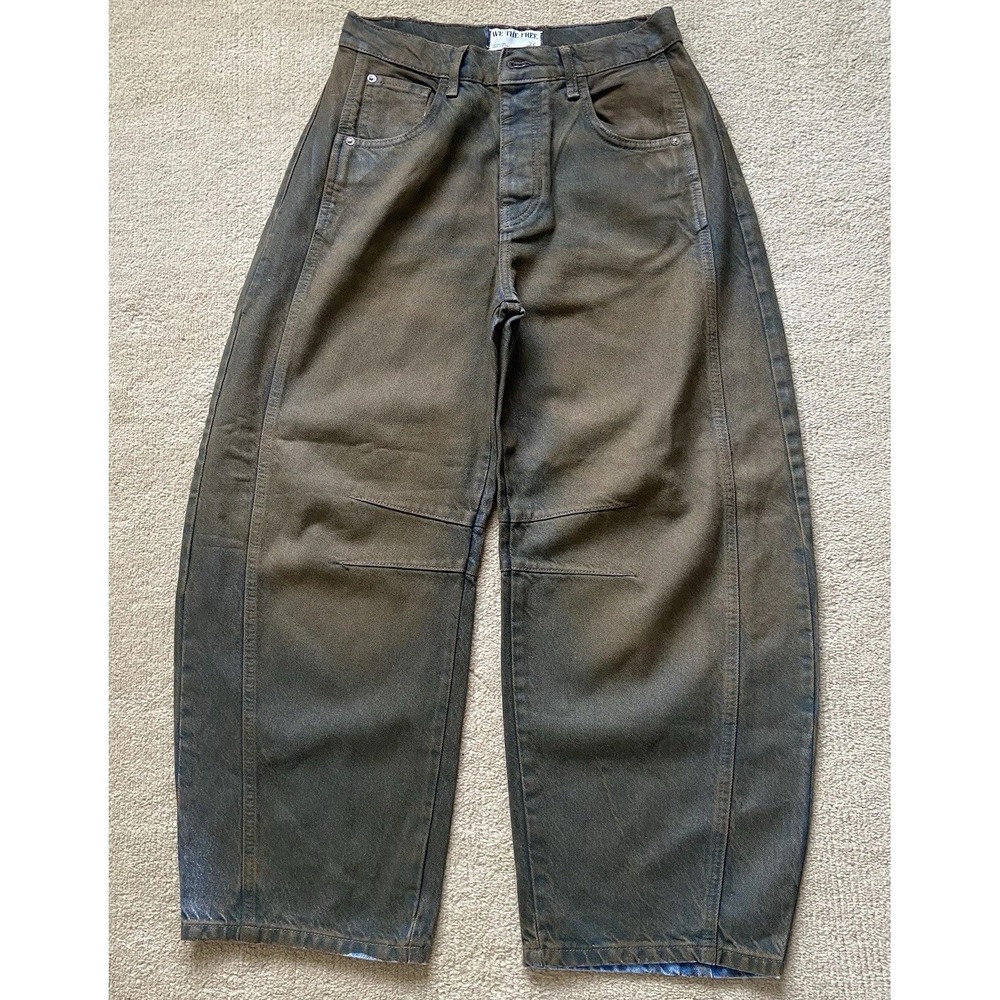 Free People Good Luck Coated Barrel Jeans Size 26 Brown New Moon High Waist